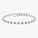14k Bezel Set Emerald Tennis Bracelet 14K White Gold Ferkos Fine Jewelry