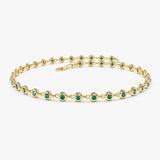 14k Bezel Set Emerald Tennis Bracelet 14K Gold Ferkos Fine Jewelry