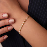 14K Gold Cuban Link Bracelet w/ Emerald Cut Diamond Ferkos Fine Jewelry