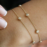 14K Gold 3 Stone 0.30ctw Diamond by The Yard Solitaire Bracelet Ferkos Fine Jewelry