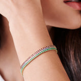 14k Prong Setting Diamond and Multi-Color Sapphire Tennis Bracelet Ferkos Fine Jewelry