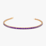 14k Prong Setting Amethyst Tennis Bracelet 14K Rose Gold Ferkos Fine Jewelry