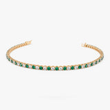 14k Prong Setting Diamond and Emerald Tennis Bracelet 14K Rose Gold Ferkos Fine Jewelry