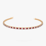 14k Prong Setting Diamond and Ruby Tennis Bracelet 14K Rose Gold Ferkos Fine Jewelry