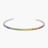 14k Prong Setting Diamond and Multi-Color Sapphire Tennis Bracelet 14K White Gold Ferkos Fine Jewelry