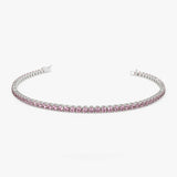 14k Prong Setting Pink Tourmaline Tennis Bracelet 14K White Gold Ferkos Fine Jewelry