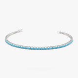14k Prong Setting Turquoise Tennis Bracelet 14K White Gold Ferkos Fine Jewelry