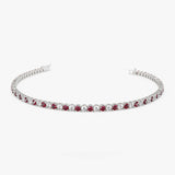 14k Prong Setting Diamond and Ruby Tennis Bracelet 14K White Gold Ferkos Fine Jewelry