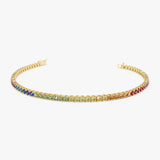 14k Prong Setting Diamond and Multi-Color Sapphire Tennis Bracelet 14K Gold Ferkos Fine Jewelry