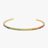 14k Prong Setting Diamond and Multi-Color Sapphire Tennis Bracelet 14K Gold Ferkos Fine Jewelry