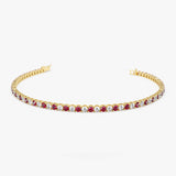 14k Prong Setting Diamond and Ruby Tennis Bracelet 14K Gold Ferkos Fine Jewelry