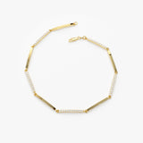 14k Solid Gold & Pave Diamond Bar Bracelet Ferkos Fine Jewelry