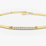 14k Solid Gold & Pave Diamond Bar Bracelet Ferkos Fine Jewelry