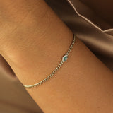 14k 2MM Curb Link Marquise Emerald Bracelet Ferkos Fine Jewelry