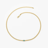 14k 2MM Curb Link Marquise Emerald Bracelet  Ferkos Fine Jewelry