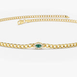 14k 2MM Curb Link Marquise Emerald Bracelet Ferkos Fine Jewelry