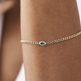 14k 2MM Curb Link Marquise Emerald Bracelet  Ferkos Fine Jewelry