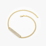 14k Gold 3MM Curb Link Diamond Pave Bracelet  Ferkos Fine Jewelry