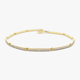 14k Gold Pave Stackable Diamond Bar Bracelet 14K Gold Ferkos Fine Jewelry