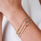 14k Cuban Link Bracelet w/ Bezel Setting Peridot Ferkos Fine Jewelry