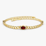 14k Cuban Link Bracelet w/ Bezel Setting Garnet Ferkos Fine Jewelry