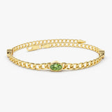 14k Cuban Link Bracelet w/ Bezel Setting Peridot Ferkos Fine Jewelry