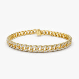 14k 4.8MM Diamond Cuban Link Bracelet 14K Gold Ferkos Fine Jewelry