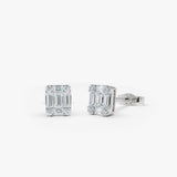 14k Mini Illusion Setting Baguette Studs 14K White Gold Ferkos Fine Jewelry