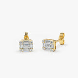 14k Mini Illusion Setting Baguette Studs Ferkos Fine Jewelry