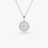14K Baguette and Round Diamond Charm Necklace 14K White Gold Ferkos Fine Jewelry