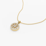 14K Baguette and Round Diamond Charm Necklace Ferkos Fine Jewelry