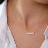 14k Gold Baguette Diamond Horizontal Necklace Ferkos Fine Jewelry