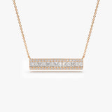 14k Gold Baguette Diamond Horizontal Necklace 14K Rose Gold Ferkos Fine Jewelry