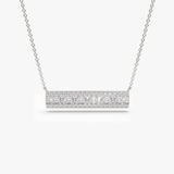 14k Gold Baguette Diamond Horizontal Necklace 14K White Gold Ferkos Fine Jewelry