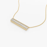 14k Gold Baguette Diamond Horizontal Necklace Ferkos Fine Jewelry