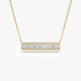 14k Gold Baguette Diamond Horizontal Necklace 14K Gold Ferkos Fine Jewelry