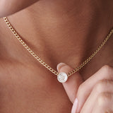 14k Gold Curb Link Baguette Diamond Disc Cluster Necklace Ferkos Fine Jewelry