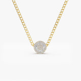 14k Gold Curb Link Baguette Diamond Disc Cluster Necklace 14 Inches Ferkos Fine Jewelry