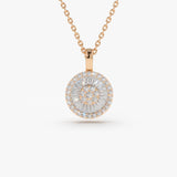14K Baguette Diamond Disc Cluster Necklace 14K Rose Gold Ferkos Fine Jewelry