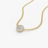 14k Gold Curb Link Baguette Diamond Disc Cluster Necklace Ferkos Fine Jewelry