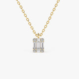 14K Gold Baguette & Round Diamond Charm Pendant 14K Gold Ferkos Fine Jewelry
