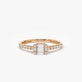 14k Illusion Setting East to West Baguette Diamond Ring 14K Rose Gold Ferkos Fine Jewelry