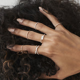 14k Cross Over Baguette Diamond Ring with Pave Diamonds Ferkos Fine Jewelry