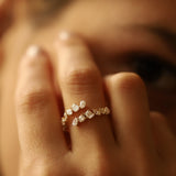 14K Solid Gold Cross Over Mix Diamond Ring Ferkos Fine Jewelry