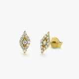 14K Gold Evil Eye Diamond Studs 14K Gold Ferkos Fine Jewelry