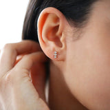 14K Gold Baguette and Round Cut Mix Diamond Earrings Ferkos Fine Jewelry