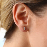 14K Gold Baguette and Round Cut Mix Diamond Earrings Ferkos Fine Jewelry