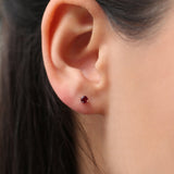 14K Gold Round Cut Ruby Stud Earrings Ferkos Fine Jewelry