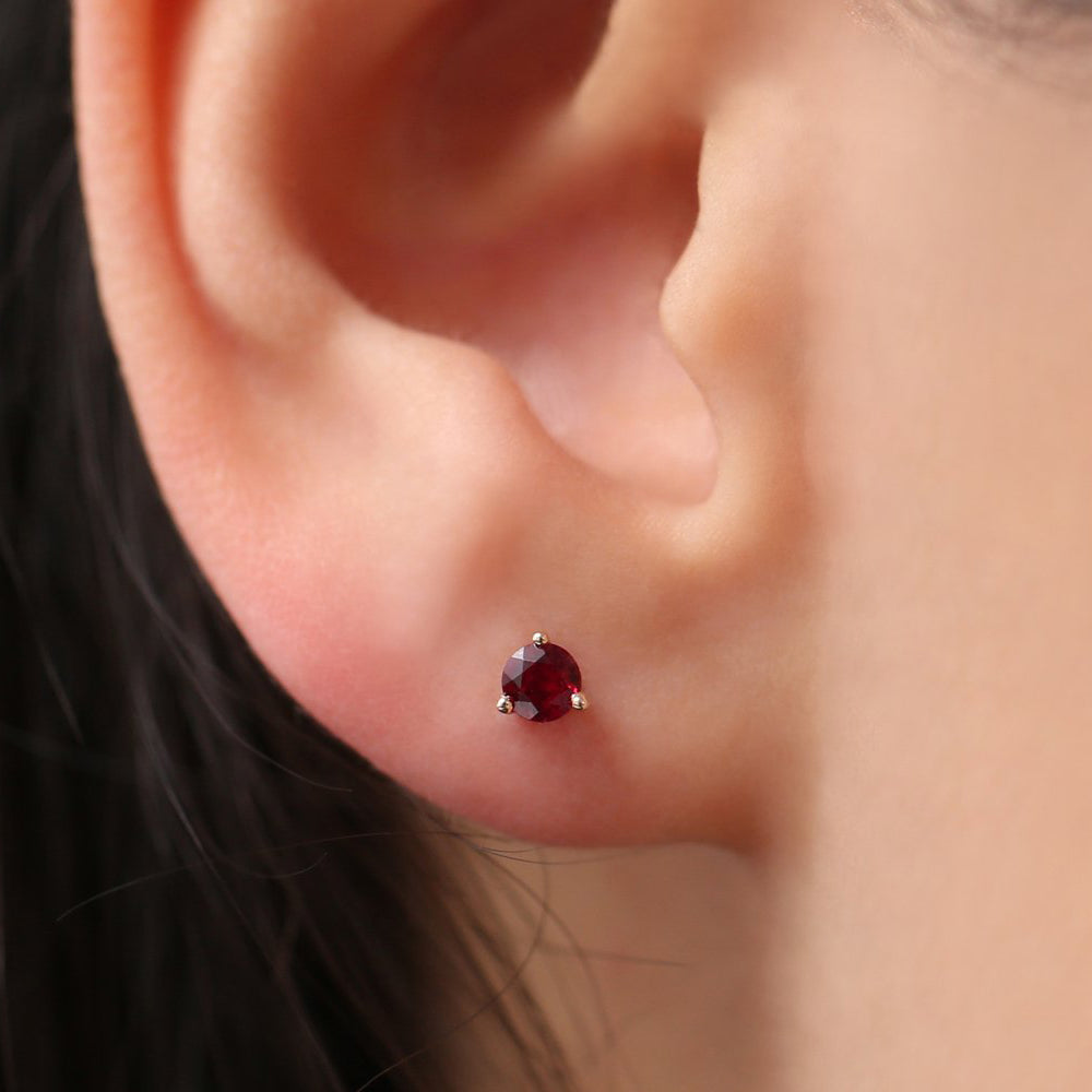 14K Gold Round Cut Ruby Stud Earrings – Ferkos Fine Jewelry