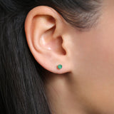 14K Gold Round Cut Emerald Stud Earrings Ferkos Fine Jewelry